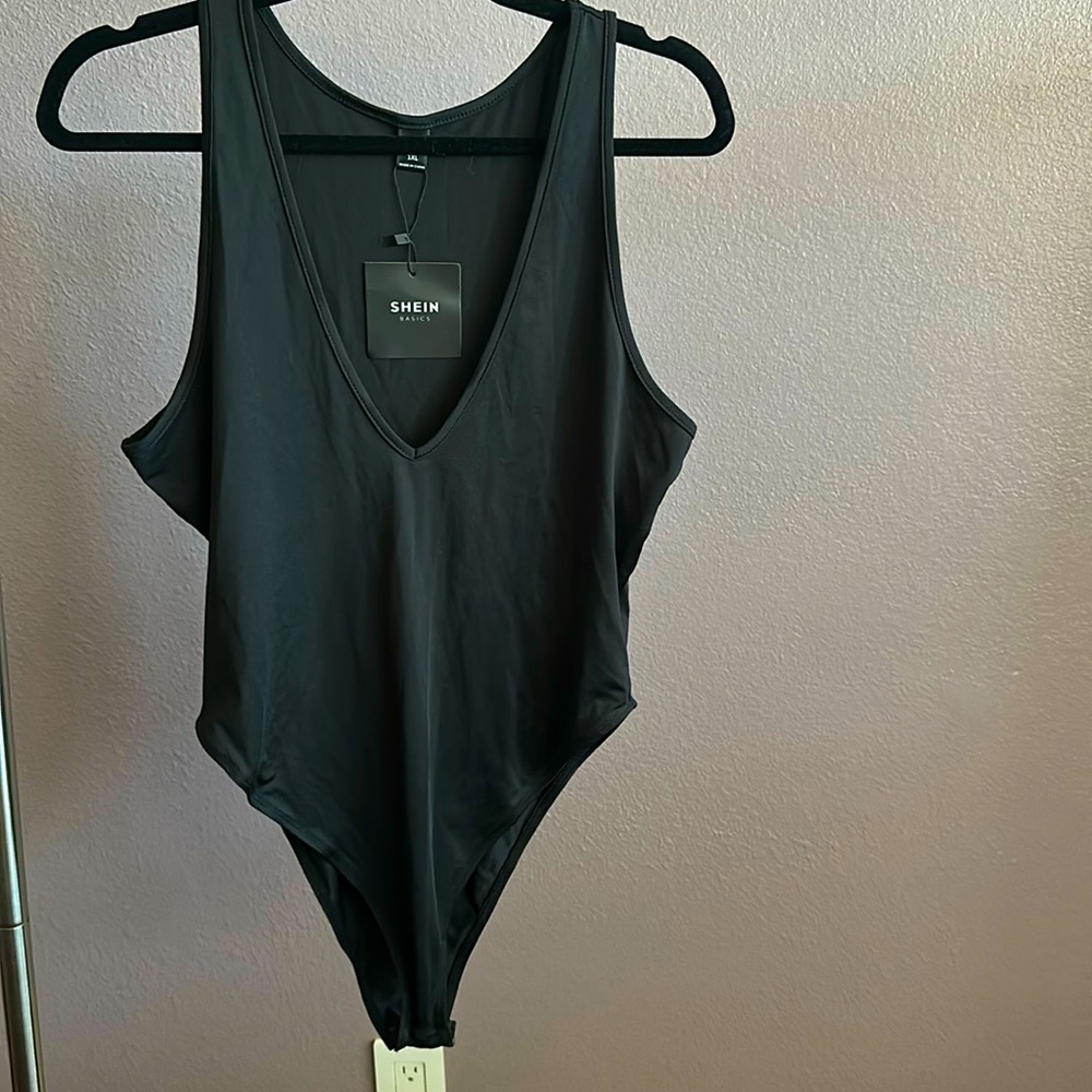 Black V-Neck Bodysuit